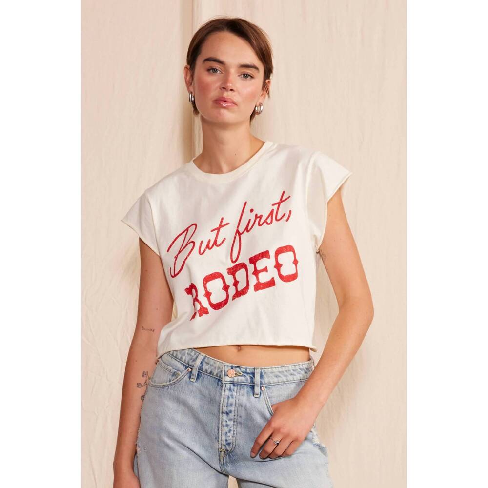 NEW PEOPLE OF LEISURE but first rodeo crop top in ecru